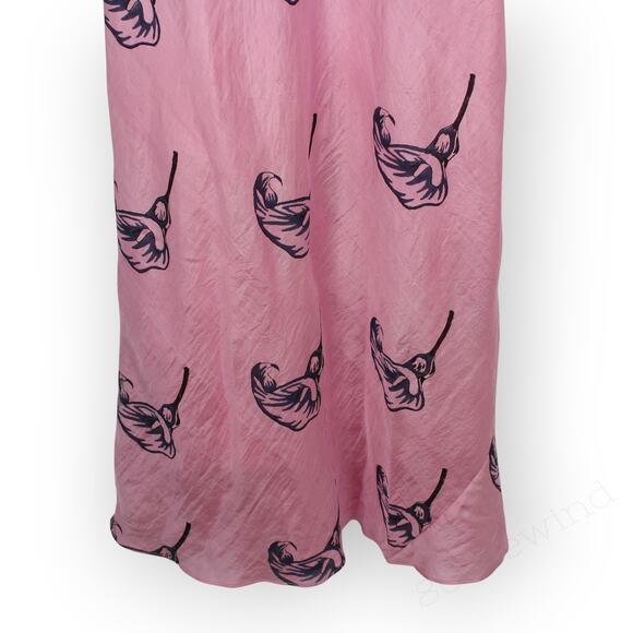 Large Alix of Bohemia Athens Pink Calla Lily Silk Slip Dress Sweetheart Lined - Picture 16 of 16